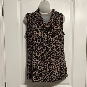 PerSeption Concept Animal Print Cowl Neck Blouse Size M